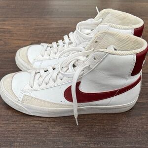 Nike Maroon and White High-Top Sneakers